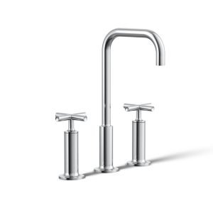 Purist Widespread bathroom sink faucet with Cross handles, 1.2 gpm - K-14408-3-CP