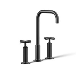 Purist Widespread bathroom sink faucet with Cross handles, 1.2 gpm - K-14408-3-BL