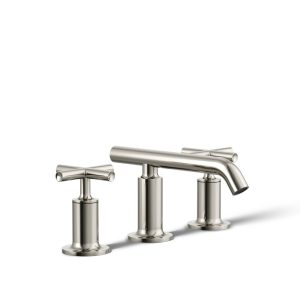 Purist Widespread bathroom sink faucet with Cross handles, 1.2 gpm - K-14410-3-SN