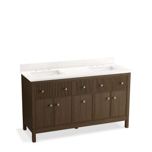 Malin by Studio McGee 60" bathroom vanity cabinet with sinks and quartz top - K-35022-DAK
