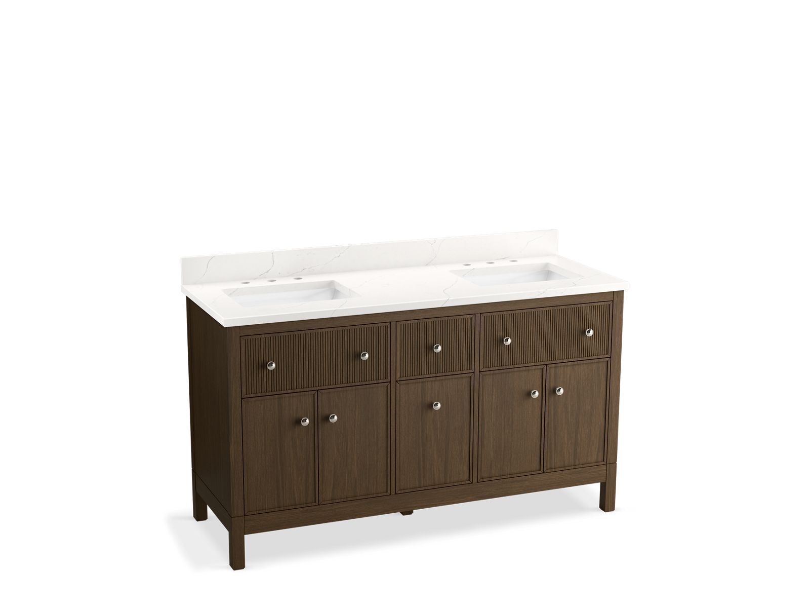 Malin by Studio McGee 60" bathroom vanity cabinet with sinks and quartz top - K-35022-DAK
