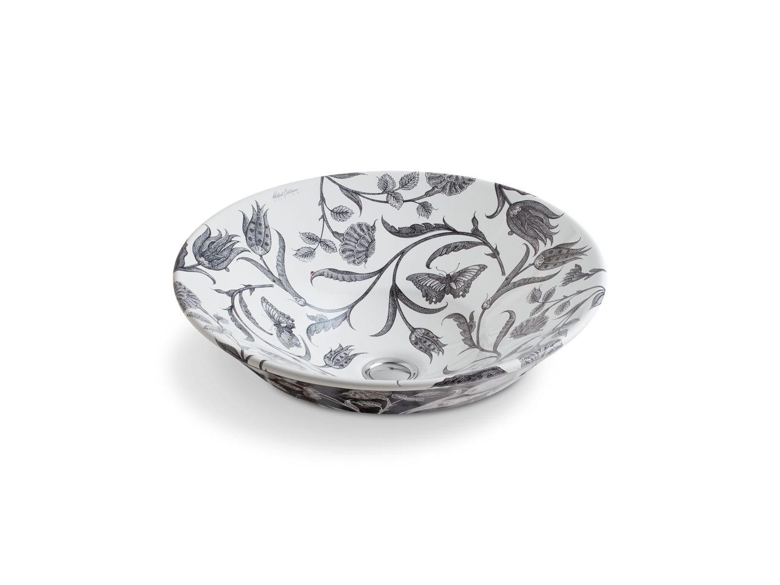 Botanical Study Conical Bell 16-1/4" round vessel bathroom sink, no overflow - K-14223-BT-0