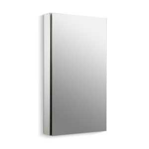 Catalan 20-1/8" W x 36-1/8" H aluminum single-door medicine cabinet with 107 degree hinge - K-2918-PG-SAA