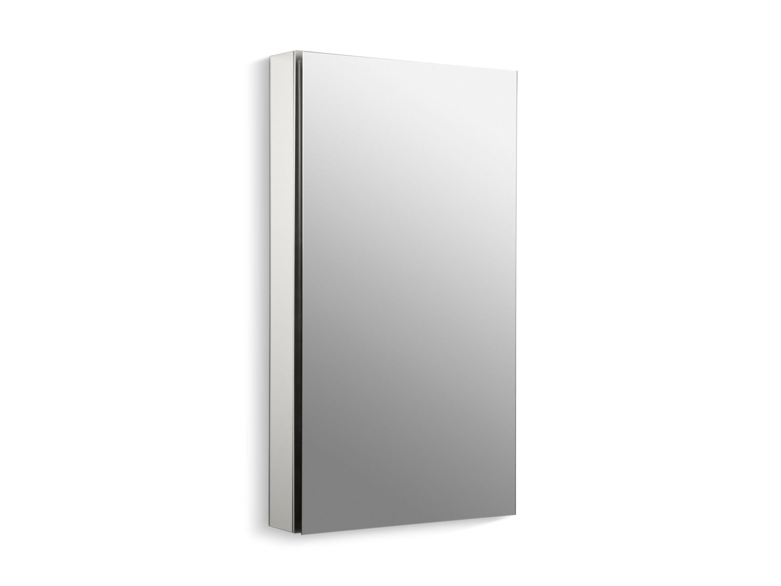 Catalan 20-1/8" W x 36-1/8" H aluminum single-door medicine cabinet with 107 degree hinge - K-2918-PG-SAA