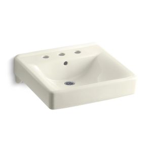 Soho 20" x 18" wall-mount/concealed arm carrier bathroom sink with 8" widespread faucet holes - K-2053-96