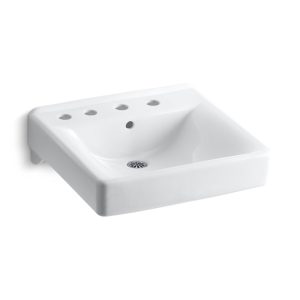 Soho 20" x 18" wall-mount/concealed arm carrier bathroom sink with 8" widespread faucet holes and left-hand soap dispenser hole - K-2053-L-0