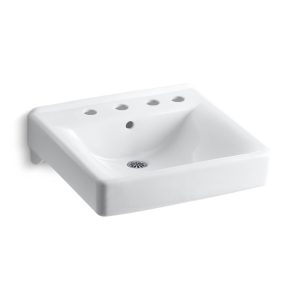 Soho 20" x 18" wall-mount/concealed arm carrier bathroom sink with 8" widespread faucet holes and right-hand soap dispenser hole - K-2053-R-0