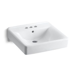 Soho 20" x 18" wall-mount/concealed arm carrier arm bathroom sink with 4" centerset faucet holes - K-2054-0