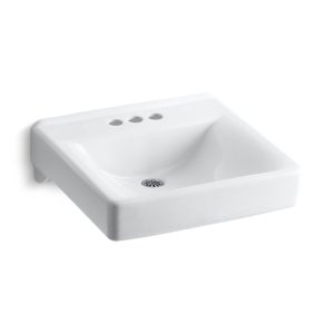 Soho 20" x 18" wall-mount/concealed arm carrier bathroom sink with 4" centerset faucet holes - K-2054-N-0