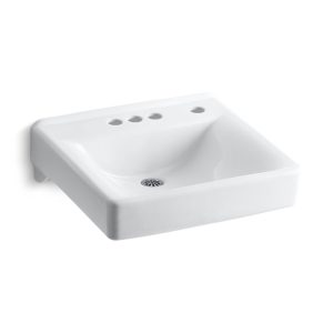 Soho 20" x 18" wall-mount/concealed arm carrier bathroom sink with 4" centerset faucet holes and right-hand soap dispenser hole - K-2054-NR-0