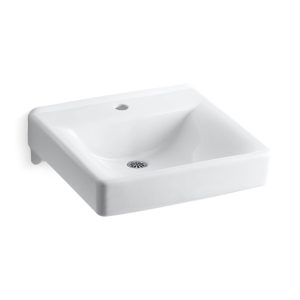 Soho 20" x 18" wall-mount/concealed arm carrier bathroom sink with single faucet hole - K-2084-N-0