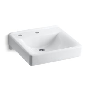 Soho 20" x 18" wall-mount/concealed arm carrier bathroom sink with single faucet hole and left-hand soap dispenser hole - K-2084-NL-0