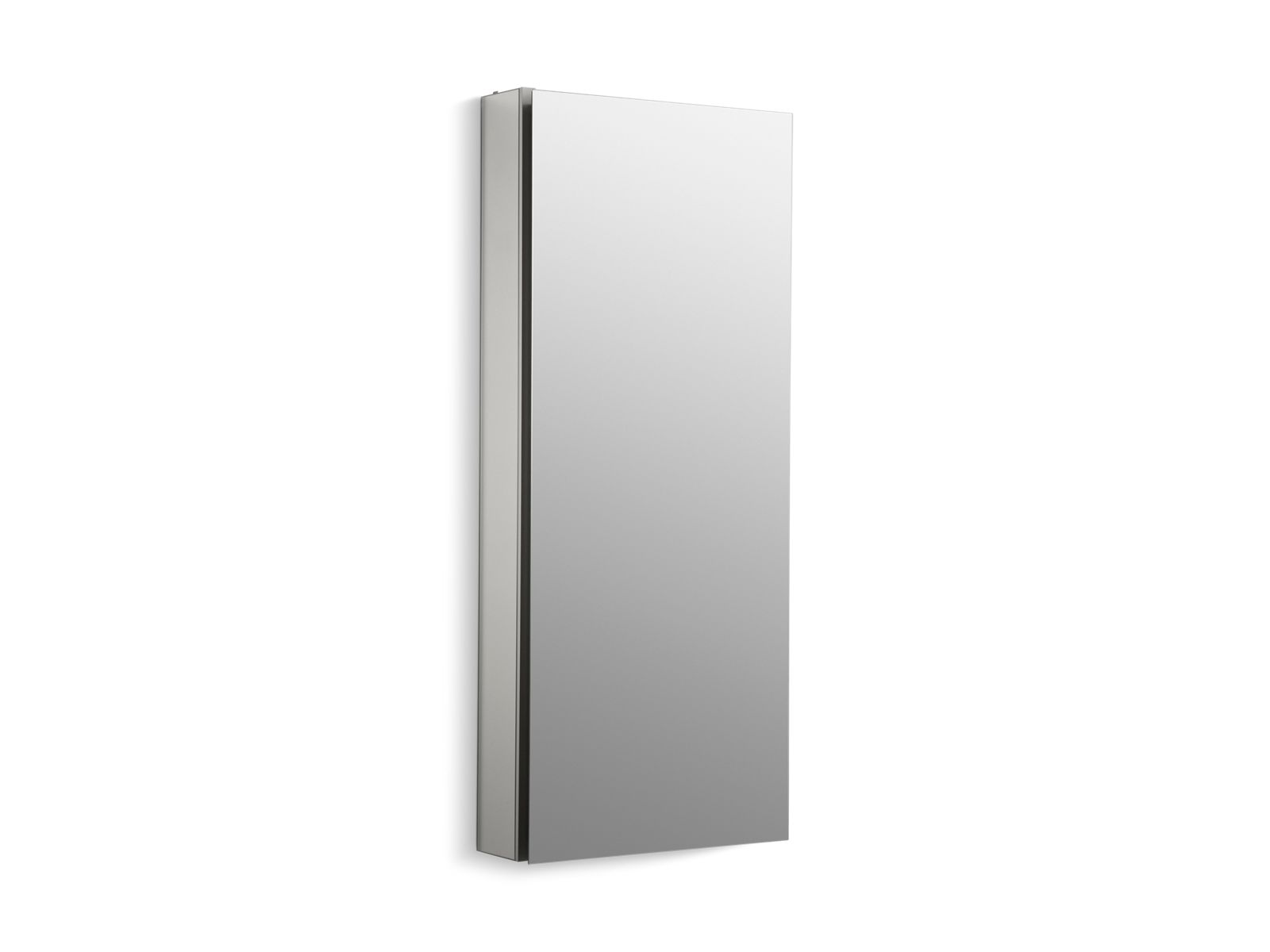 Catalan 15" W x 36-1/8" H aluminum single-door medicine cabinet with 107 degree hinge - K-2913-PG-SAA