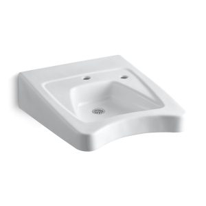 Morningside 20" x 27" wall-mount/concealed arm carrier wheelchair bathroom sink with single faucet hole and right-hand soap dispenser hole - K-12638-R-0