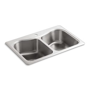 Staccato 33" top-mount double-bowl kitchen sink - K-3369-1-NA