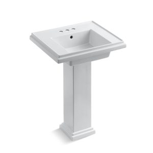 Tresham 24" square pedestal bathroom sink - K-2844-4-0