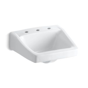 Chesapeake 19-1/4" x 17-1/4" wall-mount/concealed arm carrier bathroom sink with 8" widespread faucet hole - K-1724-0