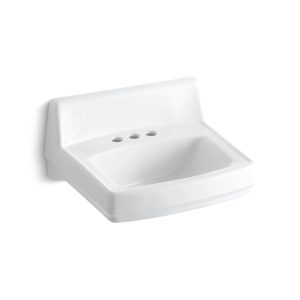 Greenwich 20-3/4" x 18-1/4" wall-mount/concealed arm carrier bathroom sink with 4" centerset faucet holes and no overflow - K-2032-N-0