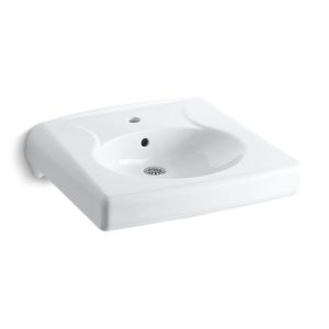 Brenham Wall-mount or concealed carrier arm mount commercial bathroom sink with single faucet hole - K-1997-1-0