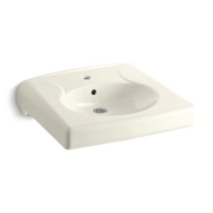 Brenham Wall-mount or concealed carrier arm mount commercial bathroom sink with single faucet hole - K-1997-1-96