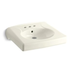 Brenham Wall-mount or concealed carrier arm mount commercial bathroom sink with 4" centerset faucet holes - K-1997-4-96