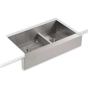 Vault Smart Divide 35-1/2" undermount double-bowl farmhouse kitchen sink - K-3945-NA