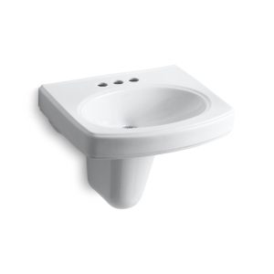 Pinoir 22" oval wall-mount bathroom sink with glazed underside - K-2035-4-0