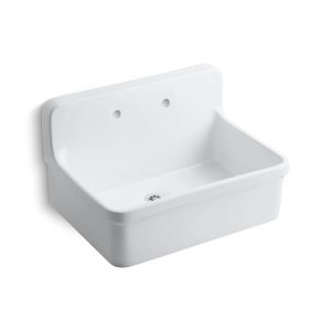 Gilford 30" x 22" bracket-mount scrub-up/plaster sink with 8" widespread faucet holes - K-12787-0