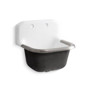 Bannon 24" x 20-1/4" wall-mount or P-trap mount service sink with rim guard and back drilled on 8" centers - K-6716-0