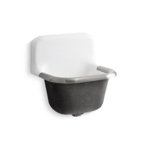 Bannon 22-1/4" x 18-1/4" wall-mount or P-trap mount service sink with rim guard and blank back - K-6718-0