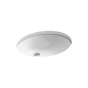 Caxton 21-1/4" oval undermount bathroom sink with glazed underside, no overflow - K-2211-G-0