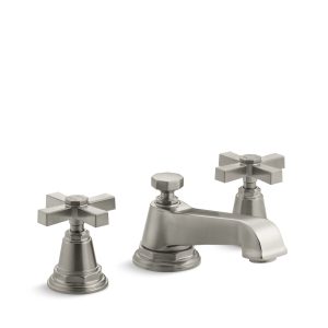 Pinstripe Pure Widespread bathroom sink faucet with Cross handles, 1.2 gpm - K-13132-3A-BN