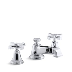Pinstripe Pure Widespread bathroom sink faucet with Cross handles, 1.2 gpm - K-13132-3A-CP