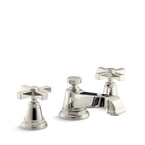 Pinstripe Pure Widespread bathroom sink faucet with Cross handles, 1.2 gpm - K-13132-3A-SN