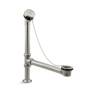 Antique Bath drain, chain and rubber stopper - K-106-BN