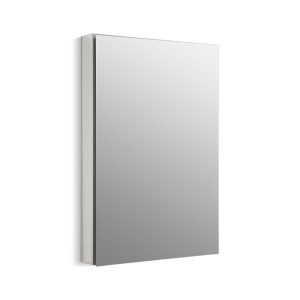 Catalan 24-1/8" W x 36-1/8" H aluminum single-door medicine cabinet with 107 degree hinge - K-2936-PG-SAA