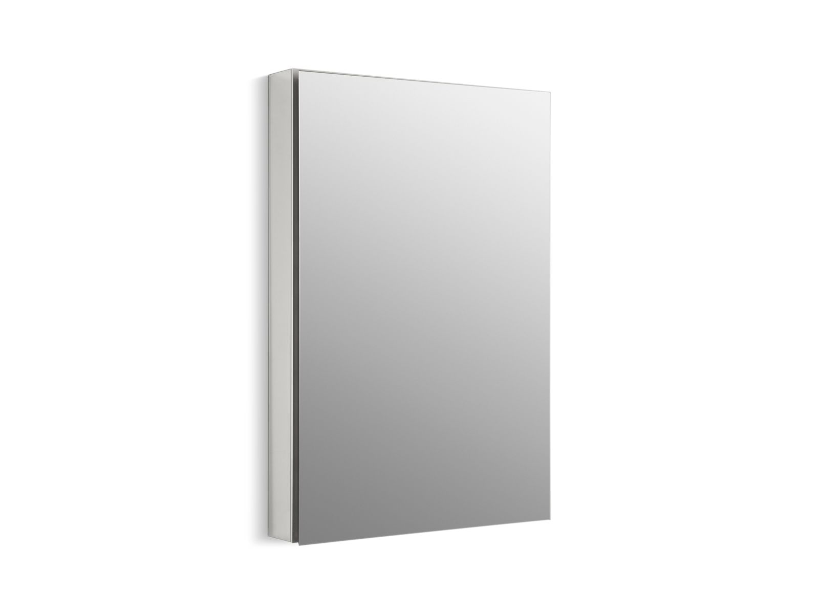 Catalan 24-1/8" W x 36-1/8" H aluminum single-door medicine cabinet with 107 degree hinge - K-2936-PG-SAA