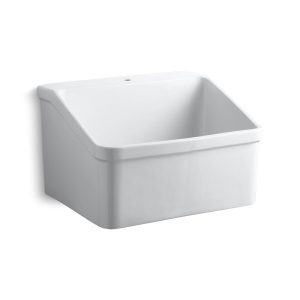 Hollister 28" x 22" bracket-mount utility sink with single faucet hole - K-12793-0
