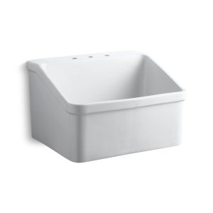 Hollister 28" x 22" bracket-mount utility sink with 8" widespread faucet holes - K-12794-0