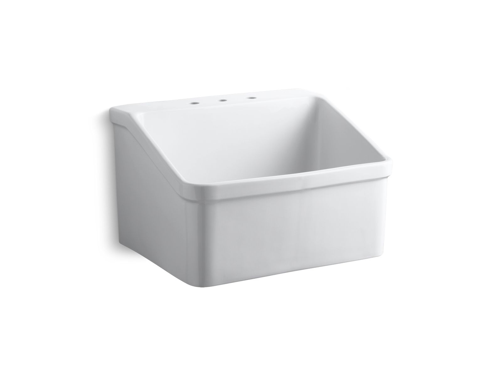 Hollister 28" x 22" bracket-mount utility sink with 8" widespread faucet holes - K-12794-0