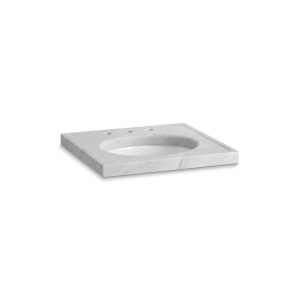 Kathryn 24" x 22" marble console tabletop with 8" widespread faucet holes and cut for K-2205-G/K-2210-G undermount bathroom sink - K-3023-WH