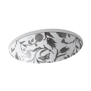 Botanical Study Caxton 19-1/4" oval undermount bathroom sink, no overflow - K-14218-BT-0