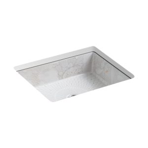 Empress Bouquet Kathryn 19-3/4" square undermount bathroom sink, no overflow - K-14275-SMC-0