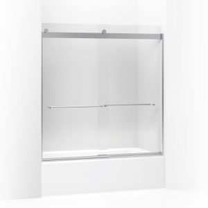 Levity Sliding bath door, 62" H x 56-5/8 - 59-5/8" W, with 1/4" thick Crystal Clear glass - K-706004-L-SH