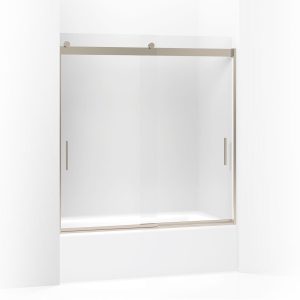 Levity Sliding bath door, 62" H x 56-5/8 - 59-5/8" W, with 1/4" thick Frosted glass - K-706000-D3-ABV