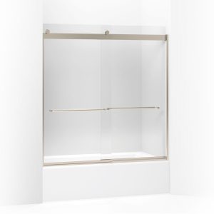 Levity Sliding bath door, 62" H x 56-5/8 - 59-5/8" W, with 1/4" thick Crystal Clear glass - K-706004-L-ABV