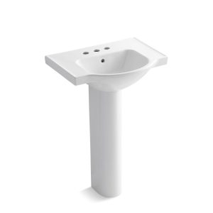 Veer 24" rectangular pedestal bathroom sink - K-5266-4-0