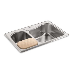 Staccato 33" top-mount double-bowl kitchen sink - K-3361-4-NA