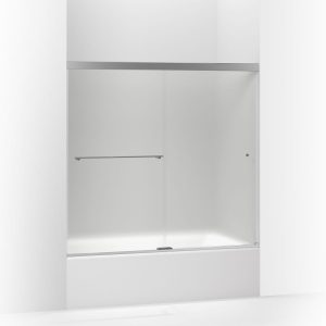 Revel Sliding bath door, 55-1/2" H x 56-5/8 - 59-5/8" W, with 1/4" thick Frosted glass - K-707000-D3-SHP
