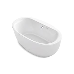 Sunstruck 65-1/2" x 35-1/2" oval freestanding Heated BubbleMassage air bath with fluted shroud - K-1967-GH-0